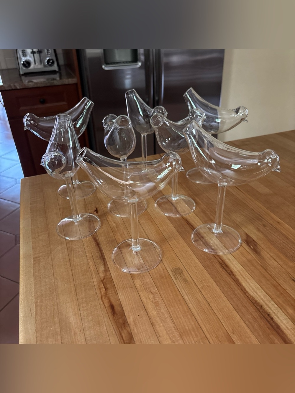 Set of 8 Bird Glasses Fun Clear Cocktail/Martini/Wine Glasses Bird Shaped